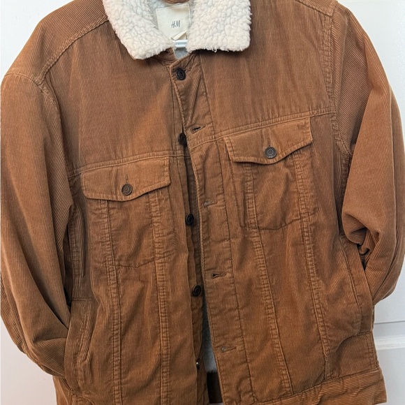 H&M Brown Corduroy Sherpa Lined Jacket – Men’s Size M - Picture 1 of 3